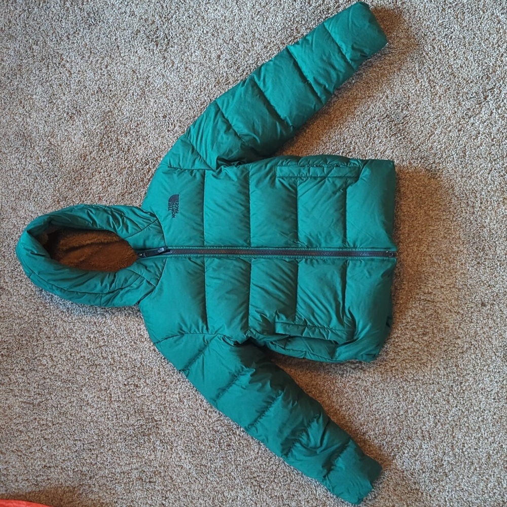 North Face green puffy youth m